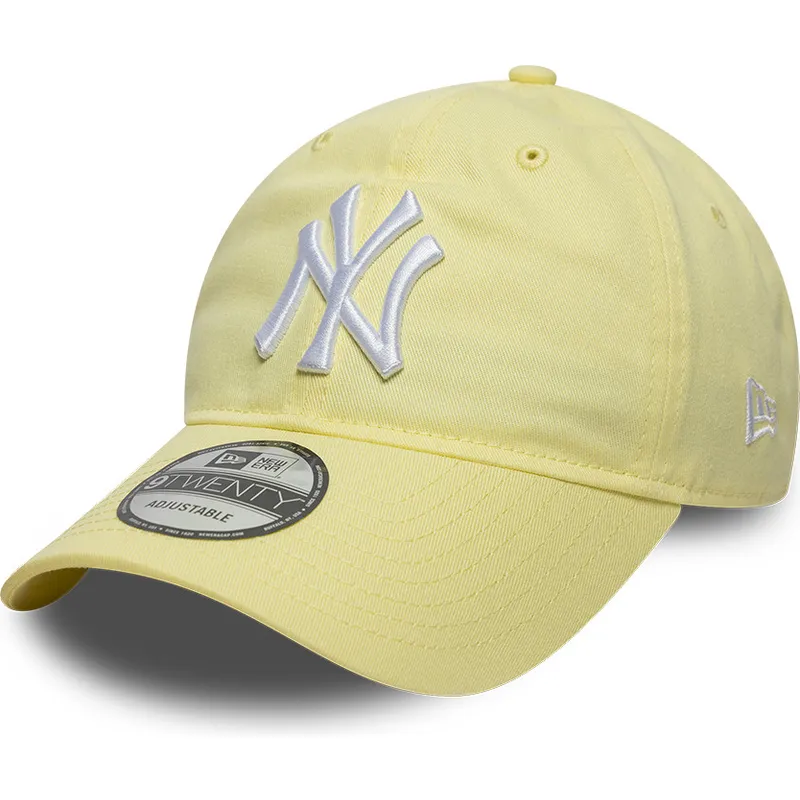 new-era-curved-brim-9twenty-league-essential-new-york-yankees-mlb-light-yellow-adjustable-cap