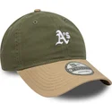 new-era-curved-brim-9twenty-mini-washed-contrast-oakland-athletics-mlb-green-and-brown-adjustable-cap