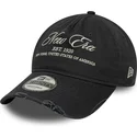 new-era-curved-brim-9twenty-wash-distress-a-frame-black-adjustable-cap