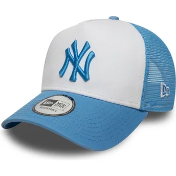 New Era Blue Logo A Frame League Essential New York Yankees MLB Blue and White Trucker Hat