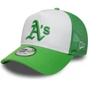 new-era-green-logo-a-frame-league-essential-oakland-athletics-mlb-green-and-white-trucker-hat
