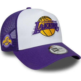 Trucker Cap violett und weiß A Frame Side Patch von Los Angeles Lakers NBA von New Era
