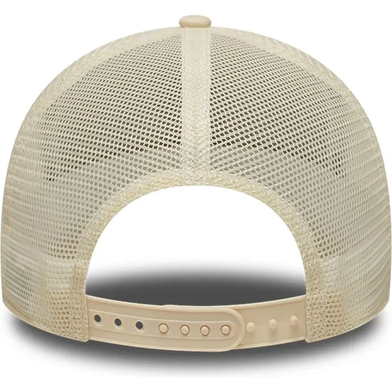 trucker-cap-beige-mit-beigem-logo-a-frame-outline-von-new-york-yankees-mlb-von-new-era