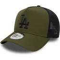 grune-trucker-kappe-mit-schwarzem-logo-a-frame-sport-der-los-angeles-dodgers-mlb-von-new-era