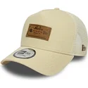 casquette-trucker-beige-a-frame-denim-leather-patch-new-era