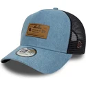 trucker-cap-blau-a-frame-denim-leather-patch-von-new-era