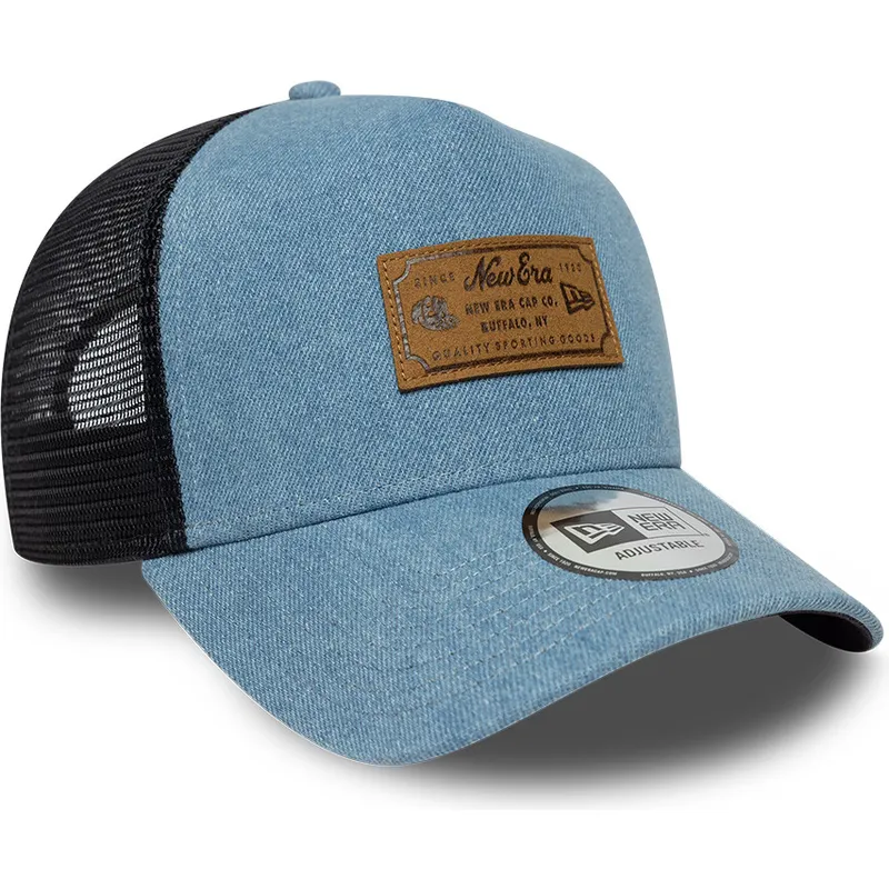 gorra-trucker-azul-a-frame-denim-leather-patch-de-new-era