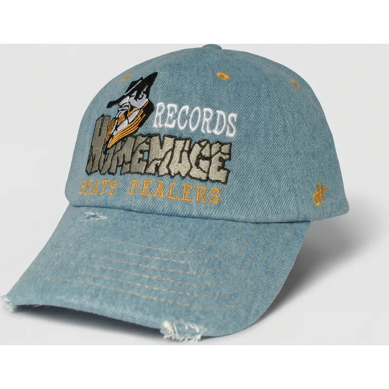 homenage-curved-brim-denim-records-music-shapes-identity-the-90s-blue-adjustable-cap
