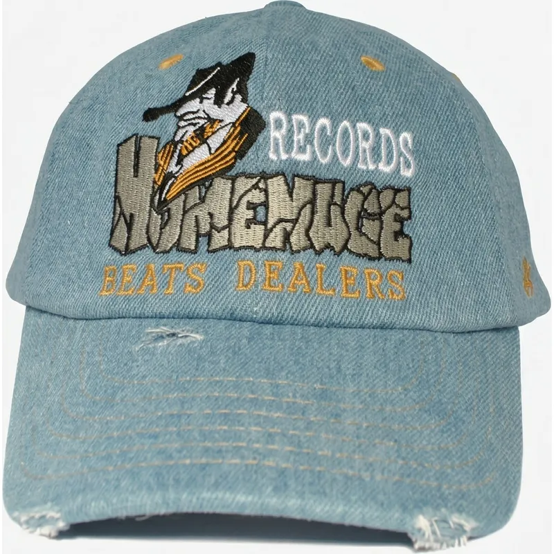 gorra-curva-azul-ajustable-denim-records-music-shapes-identity-the-90s-de-homenage