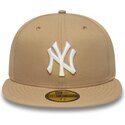 casquette-plate-marron-claire-ajustee-59fifty-league-essential-new-york-yankees-mlb-new-era
