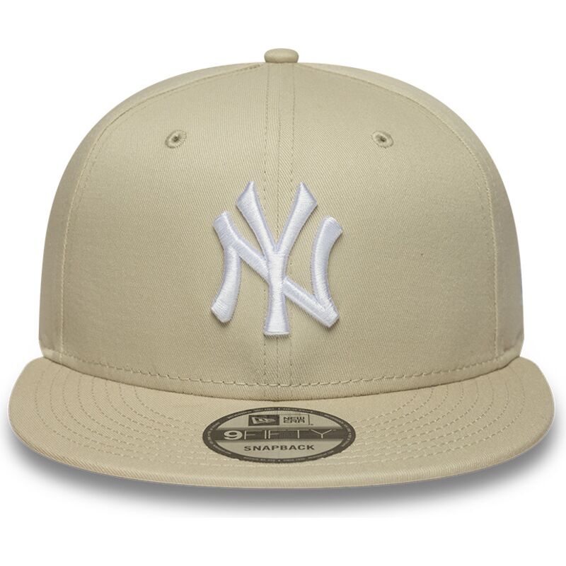 beige-flatcap-snapback-mit-weissem-logo-9fifty-league-essential-der-new-york-yankees-mlb-von-new-era