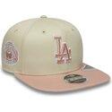 casquette-plate-beige-snapback-avec-logo-rose-9fifty-original-fit-world-series-patch-los-angeles-dodgers-mlb-new-era