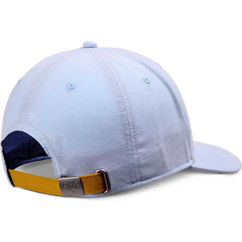 blaue-gebogene-verstellbare-kappe-mit-gelbem-truefit-oxfordcontra-logo-von-djinns