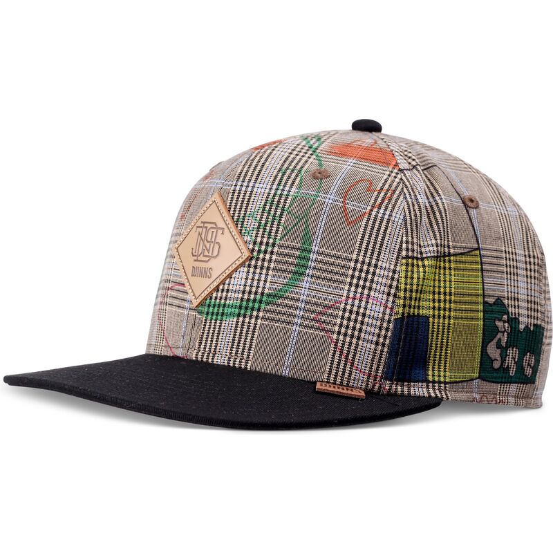 graue-und-schwarze-flatcap-snapback-crinklecheck-von-djinns