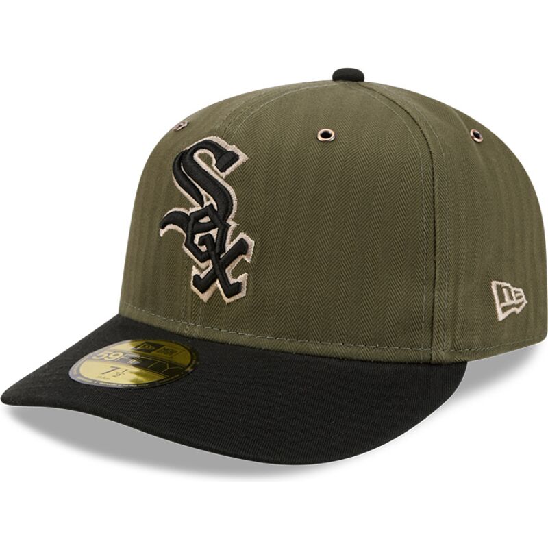 grune-gebogene-verstellbare-59fifty-pre-curved-american-herringbone-kappe-der-chicago-white-sox-mlb-von-new-era