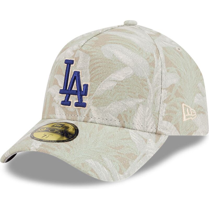 beige-gebogene-verstellbare-59forty-a-frame-leafy-palm-kappe-der-los-angeles-dodgers-mlb-von-new-era