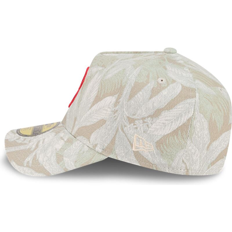 casquette-courbee-beige-ajustee-59forty-a-frame-leafy-palm-boston-red-sox-mlb-new-era