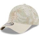 beige-gebogene-verstellbare-9twenty-leafy-palm-kappe-der-los-angeles-dodgers-mlb-von-new-era