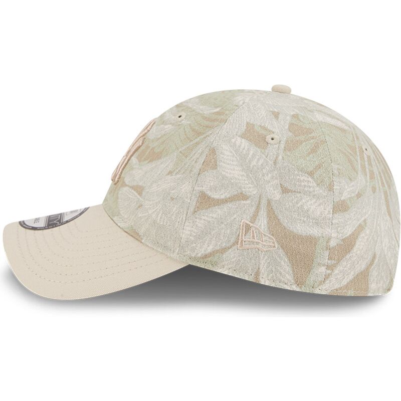 beige-gebogene-verstellbare-9twenty-leafy-palm-kappe-der-new-york-yankees-mlb-von-new-era