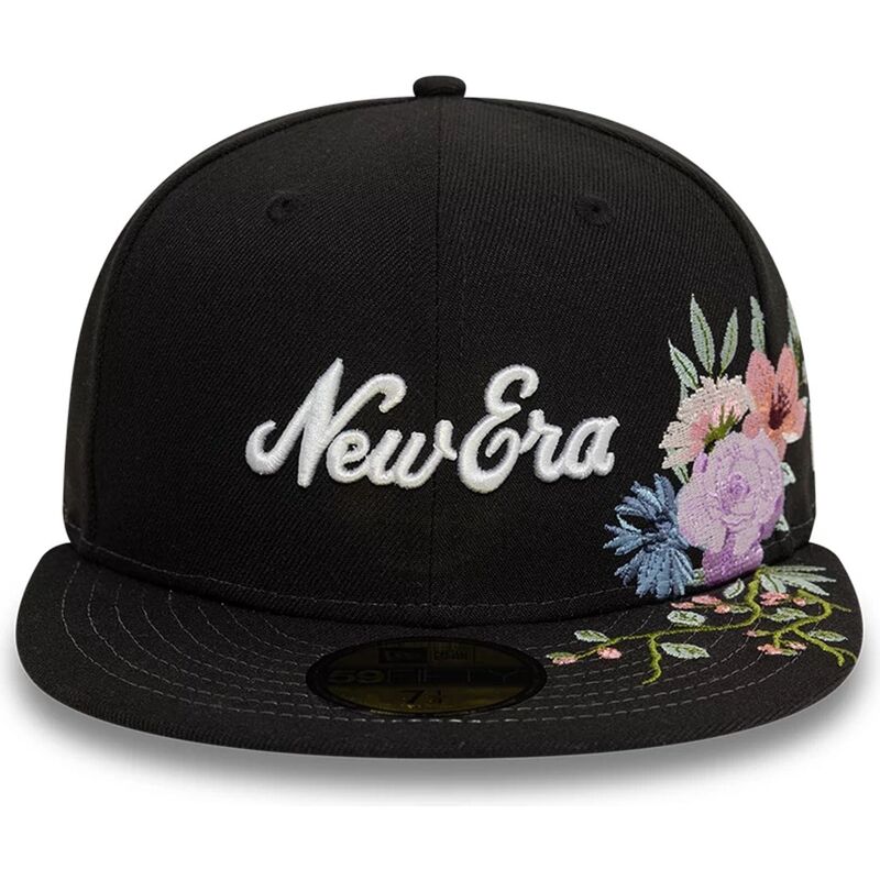 schwarze-anliegende-59fifty-floral-emb-flatcap-von-new-era