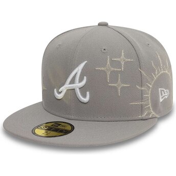 Mützen flach grau angepasst 59FIFTY Zodiac der Atlanta Braves MLB von New Era