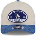 casquette-trucker-beige-et-bleue-9forty-m-crown-a-frame-fray-los-angeles-dodgers-mlb-new-era