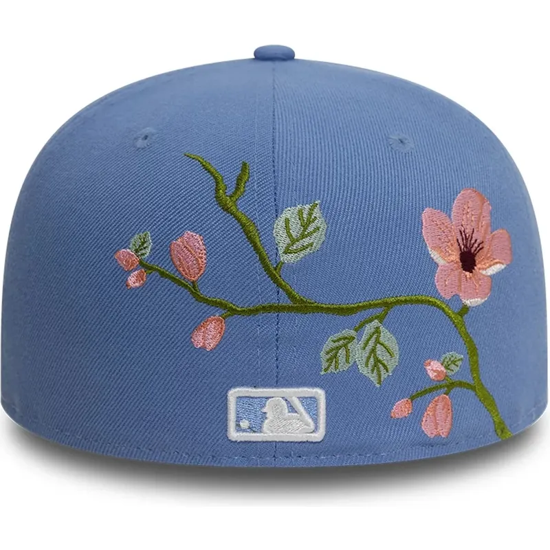blaue-flache-angepasste-59fifty-floral-kappe-der-los-angeles-dodgers-mlb-von-new-era
