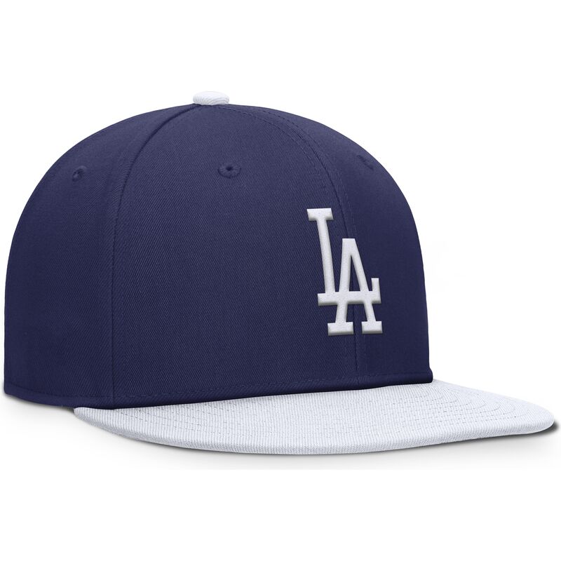 blau-weisse-flache-snapback-kappe-fur-kinder-dri-fit-pro-structured-square-bill-der-los-angeles-dodgers-mlb-von-nike
