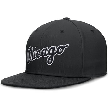 Mützen flach schwarz angepasst Dri-Fit True Structured Round Bill der Chicago White Sox MLB von Nike