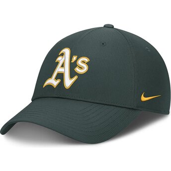 Grüne verstellbare gebogene Kappe Club Structured UV Poly Ripstop von Oakland Athletics MLB von Nike