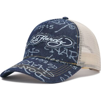 Mützen gebogen marineblau snapback Don Denim von Ed Hardy