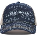 casquette-trucker-bleue-marine-et-beige-don-denim-ed-hardy