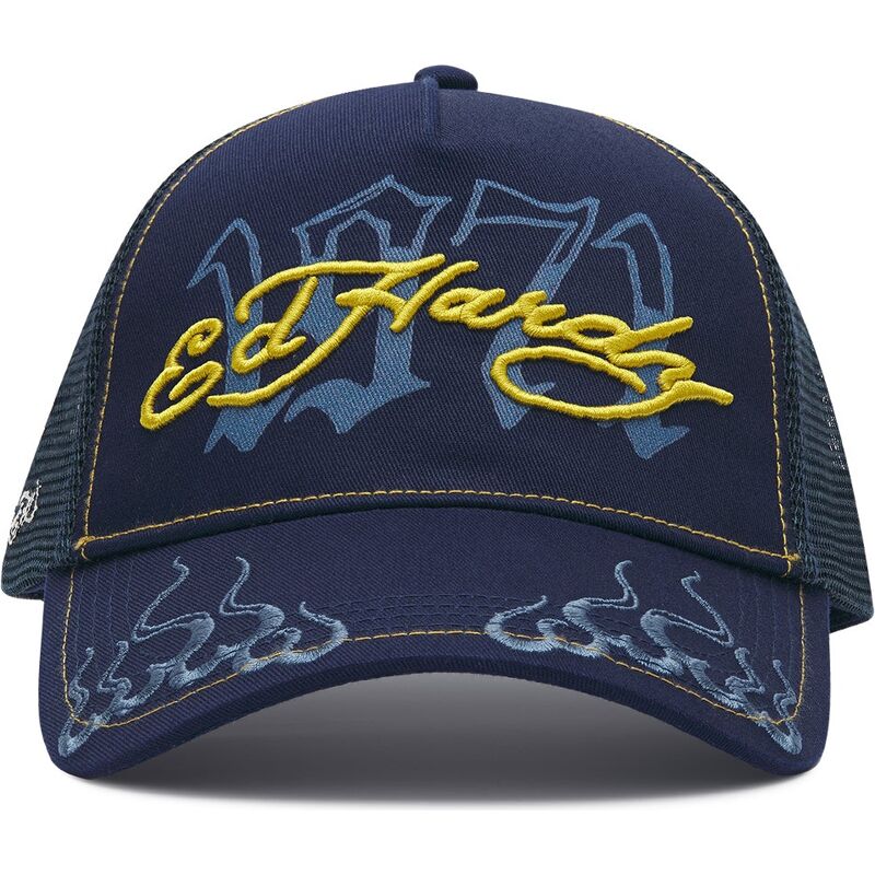 casquette-trucker-bleue-marine-et-jaune-1971-ed-hardy