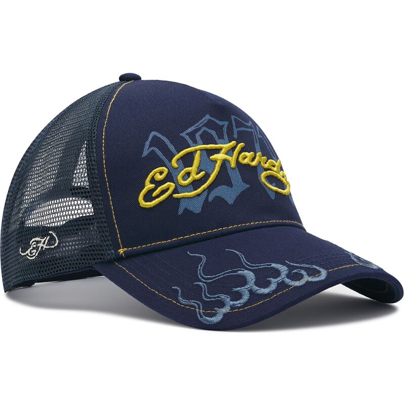 casquette-trucker-bleue-marine-et-jaune-1971-ed-hardy