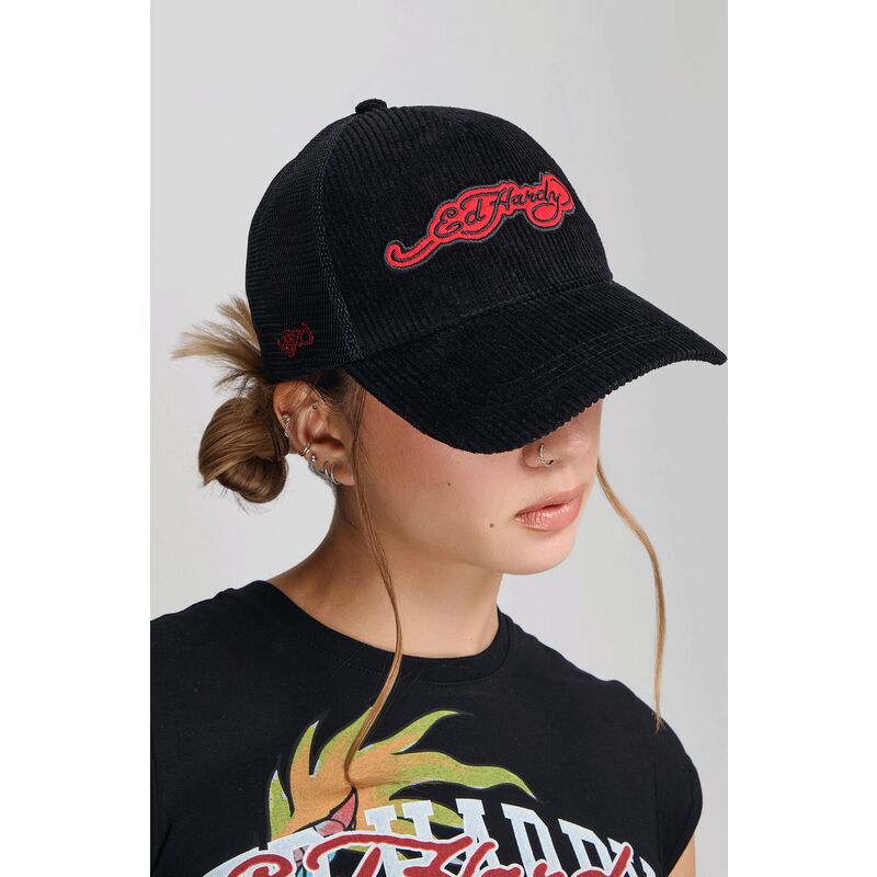 casquette-trucker-noire-embroidery-applique-cord-ed-hardy casquette-trucker-noire-embroidery-applique-cord-ed-hardy