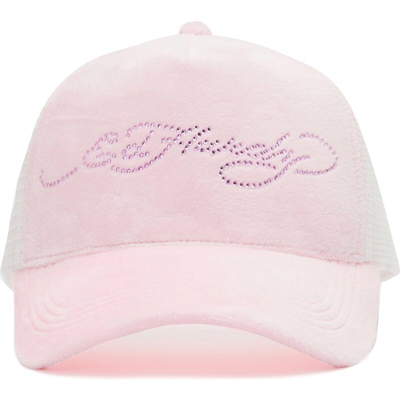 mutzen-gebogen-rosa-snapback-diamante-velour-von-ed-hardy