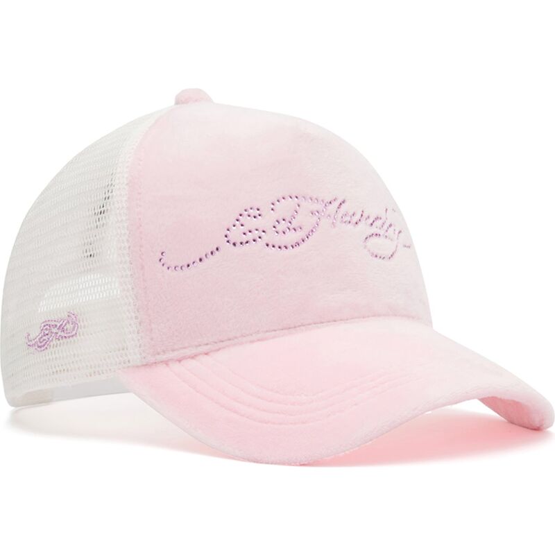 casquette-trucker-rose-et-blanche-diamante-velour-ed-hardy