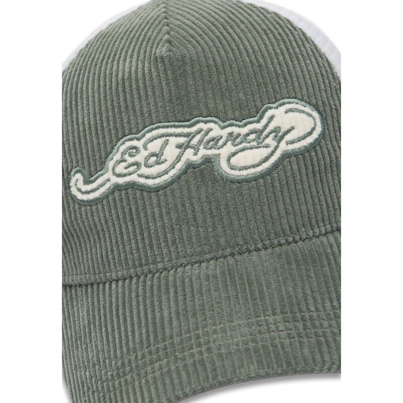 casquette-trucker-verte-et-blanche-embroidery-applique-cord-ed-hardy