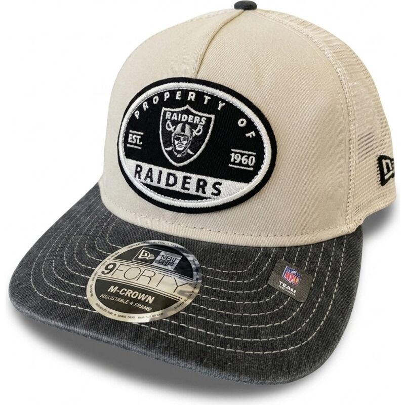 casquette-trucker-beige-et-noire-9forty-m-crown-a-frame-fray-las-vegas-raiders-nfl-new-era casquette-trucker-beige-et-noire-9forty-m-crown-a-frame-fray-las-vegas-raiders-nfl-new-era