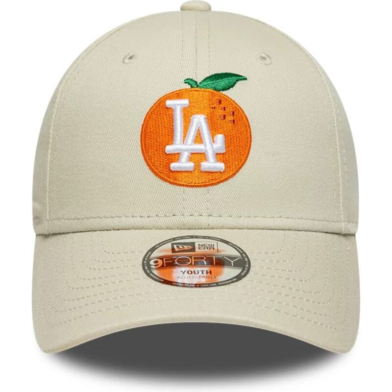 casquette-courbee-beige-ajustable-pour-enfant-9forty-fruit-icon-orange-los-angeles-dodgers-mlb-new-era