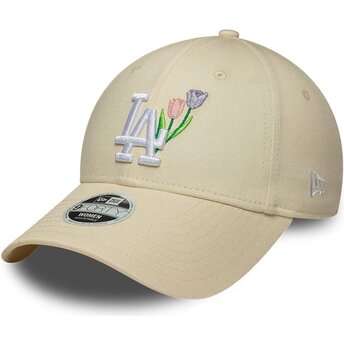 Casquette courbée beige ajustable pour femme 9FORTY Flower Icon Los Angeles Dodgers MLB New Era