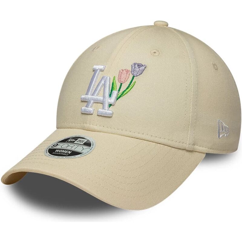casquette-courbee-beige-ajustable-pour-femme-9forty-flower-icon-los-angeles-dodgers-mlb-new-era