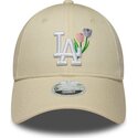 mutzen-gebogen-beige-verstellbares-band-9forty-flower-icon-der-los-angeles-dodgers-mlb-von-new-era