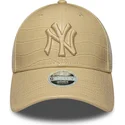 casquette-courbee-beige-ajustable-pour-femme-avec-logo-beige-9forty-pu-pattern-new-york-yankees-mlb-new-era