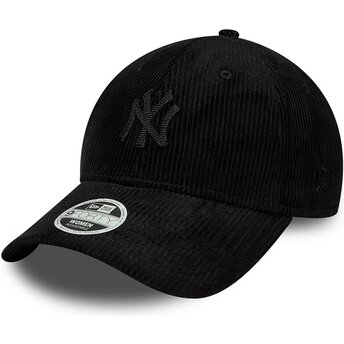 Casquette courbée noire ajustable pour femme avec logo noir 9FORTY Cord New York Yankees MLB New Era