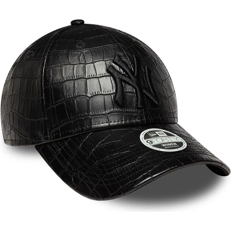 casquette-courbee-noire-ajustable-pour-femme-avec-logo-noir-9forty-pu-pattern-new-york-yankees-mlb-new-era