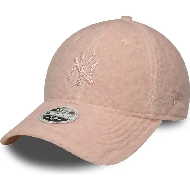 mutzen-gebogen-rosa-snapback-rosa-9forty-m-crown-winter-borg-der-new-york-yankees-mlb-von-new-era