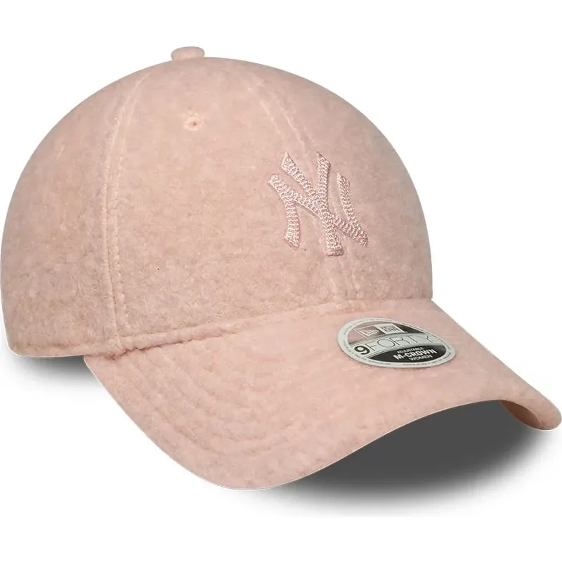 mutzen-gebogen-rosa-snapback-rosa-9forty-m-crown-winter-borg-der-new-york-yankees-mlb-von-new-era