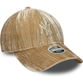 Mützen gebogen beige verstellbares band 9TWENTY Velour der New York Yankees MLB von New Era
