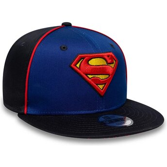 Casquette plate bleue snapback pour enfant 9FIFTY Piping Superman DC Comics New Era